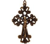 Rosario antiguo con cuentas de mármol de Connemara en tono bronce y verde azulado, 24"